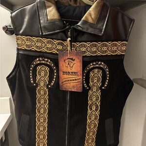 Black and Gold Embroidered Vest